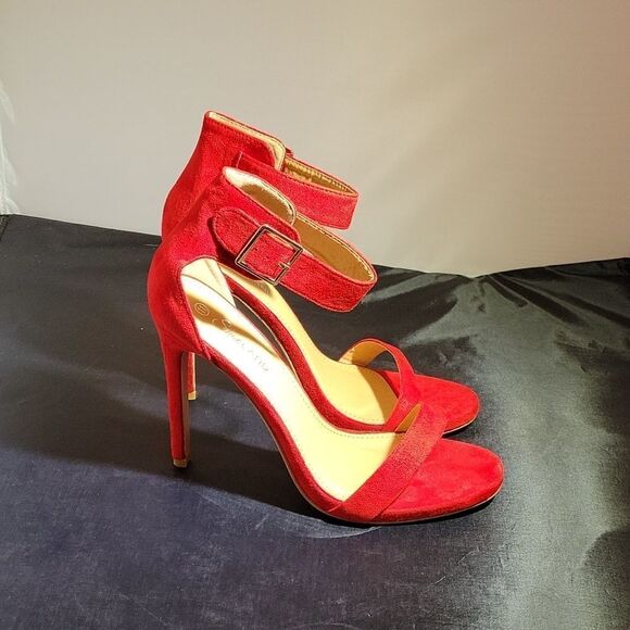 BRAND NEW SH ZOANNA-TWICE FUN SUEDE HIGH HEEL STILETTOS SANDAL WITH ANKLE STRAP - Picture 8 of 15